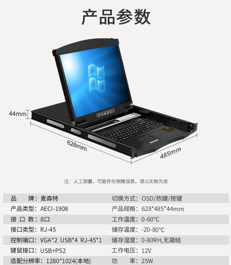 AECI1908麥森特19英寸8口遠程網口AECI-1908產品規格參數